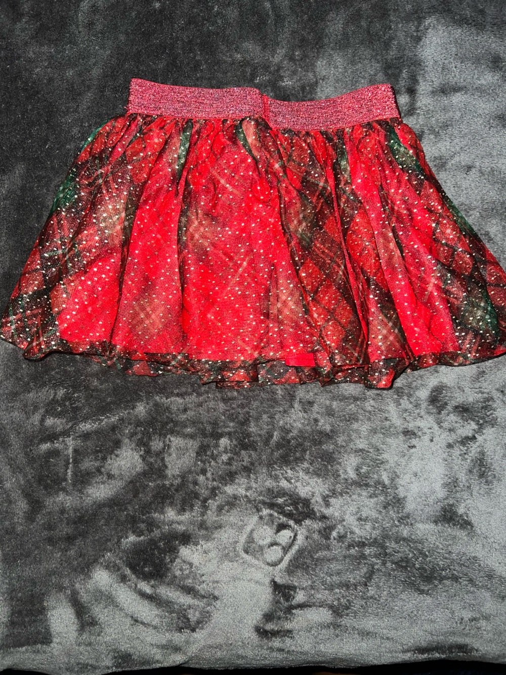 Holiday Time Red Glitter Waistband Circle Skirt